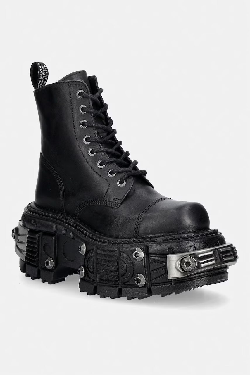 New Rock bocanci cu platformă pentru femei din piele CRUST NEGRO IMPERFECT TANK