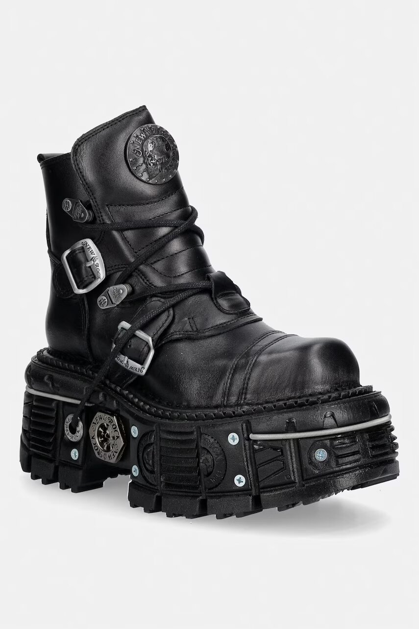 New Rock bocanci pentru femei din piele ITALI NEGRO NOMADA NEGRO ORIFICIO