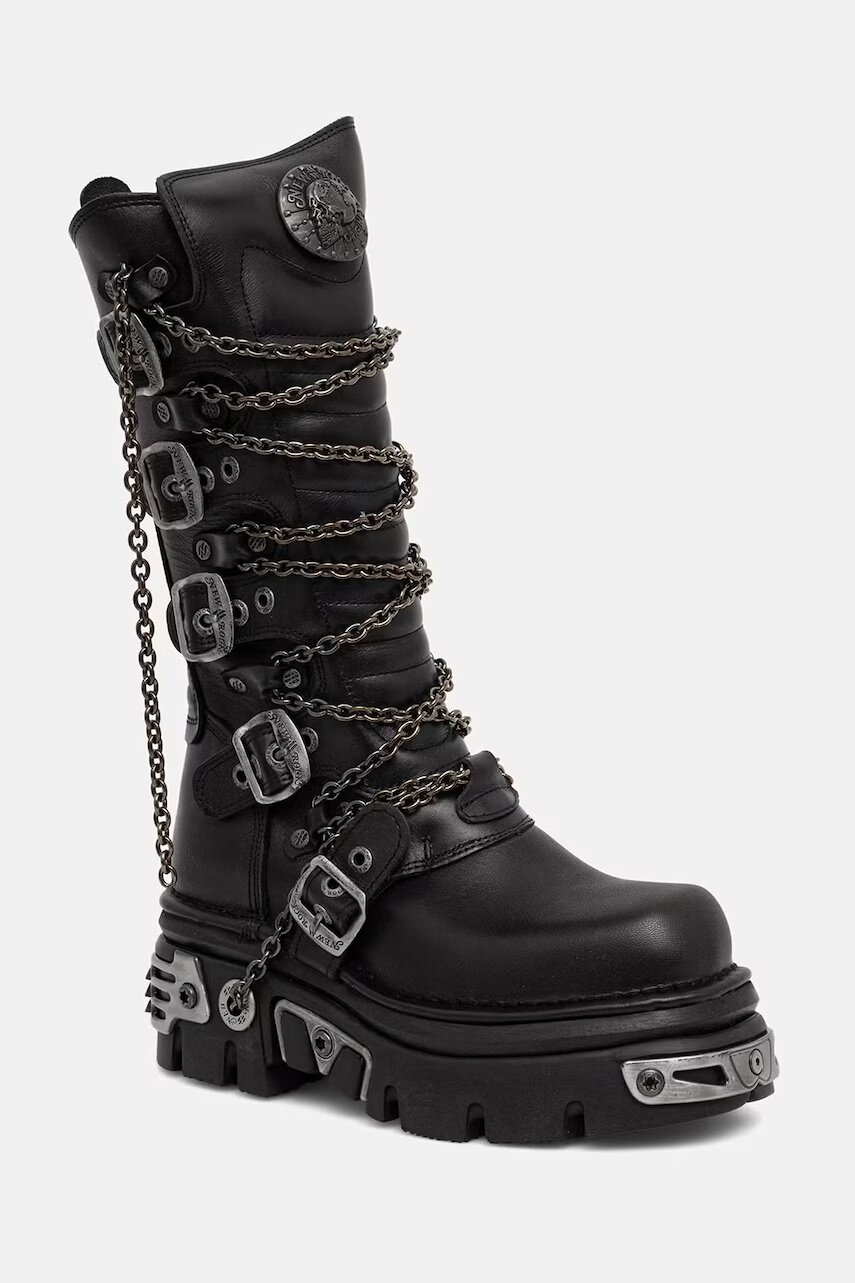 New Rock bocanci pentru femei din piele ITALI NEGRO REACTOR NEGRO TOBERAS E17