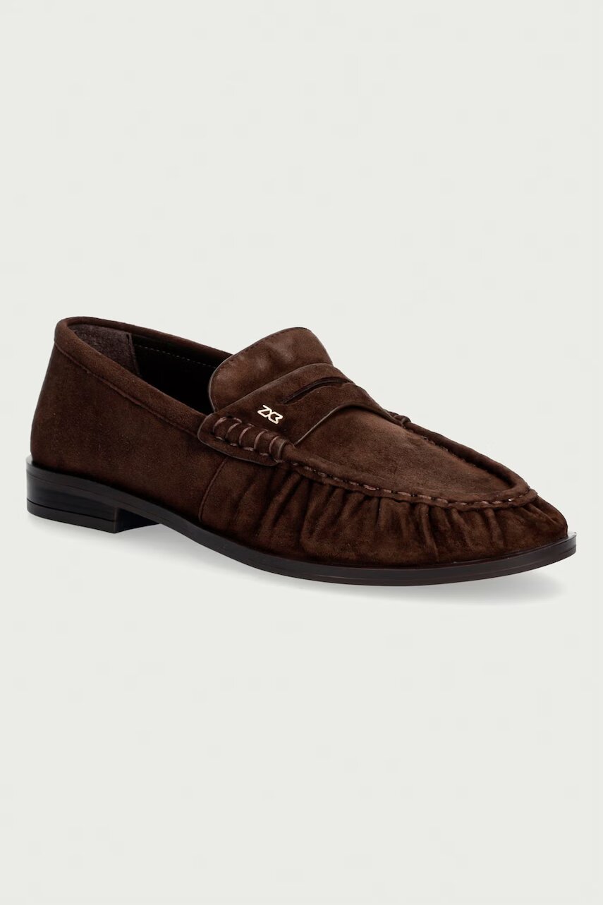 Nokwol mocasini pentru femei din piele întoarsă Haven Chocolate Suede