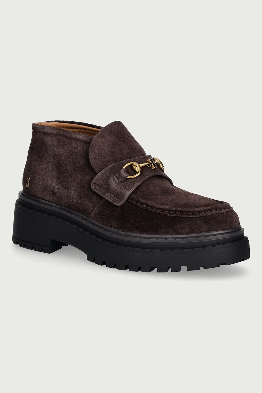 Nokwol pantofi pentru femei din piele Pippa Brown Suede