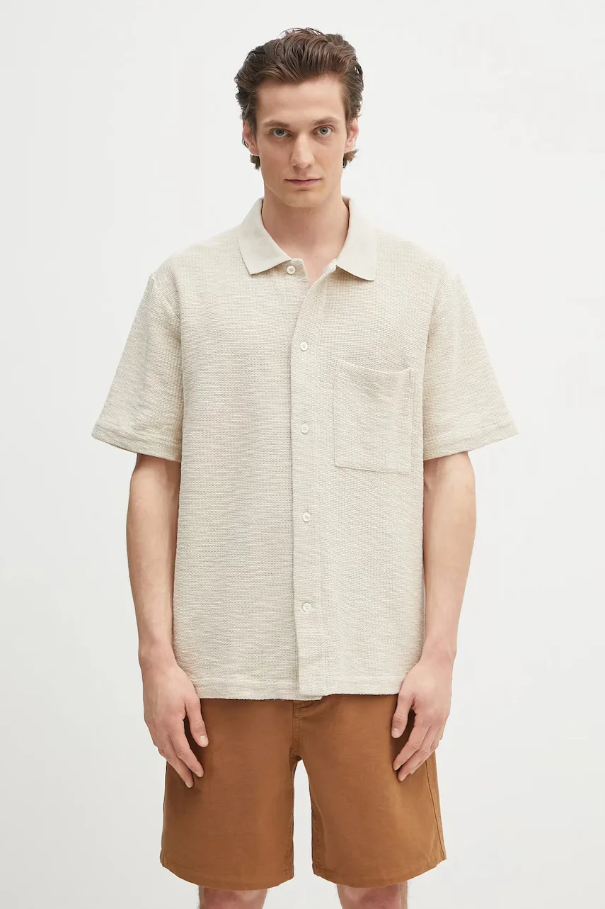 NORSE PROJECTS cămașă din bumbac Gustav Crochet Jersey Shirt