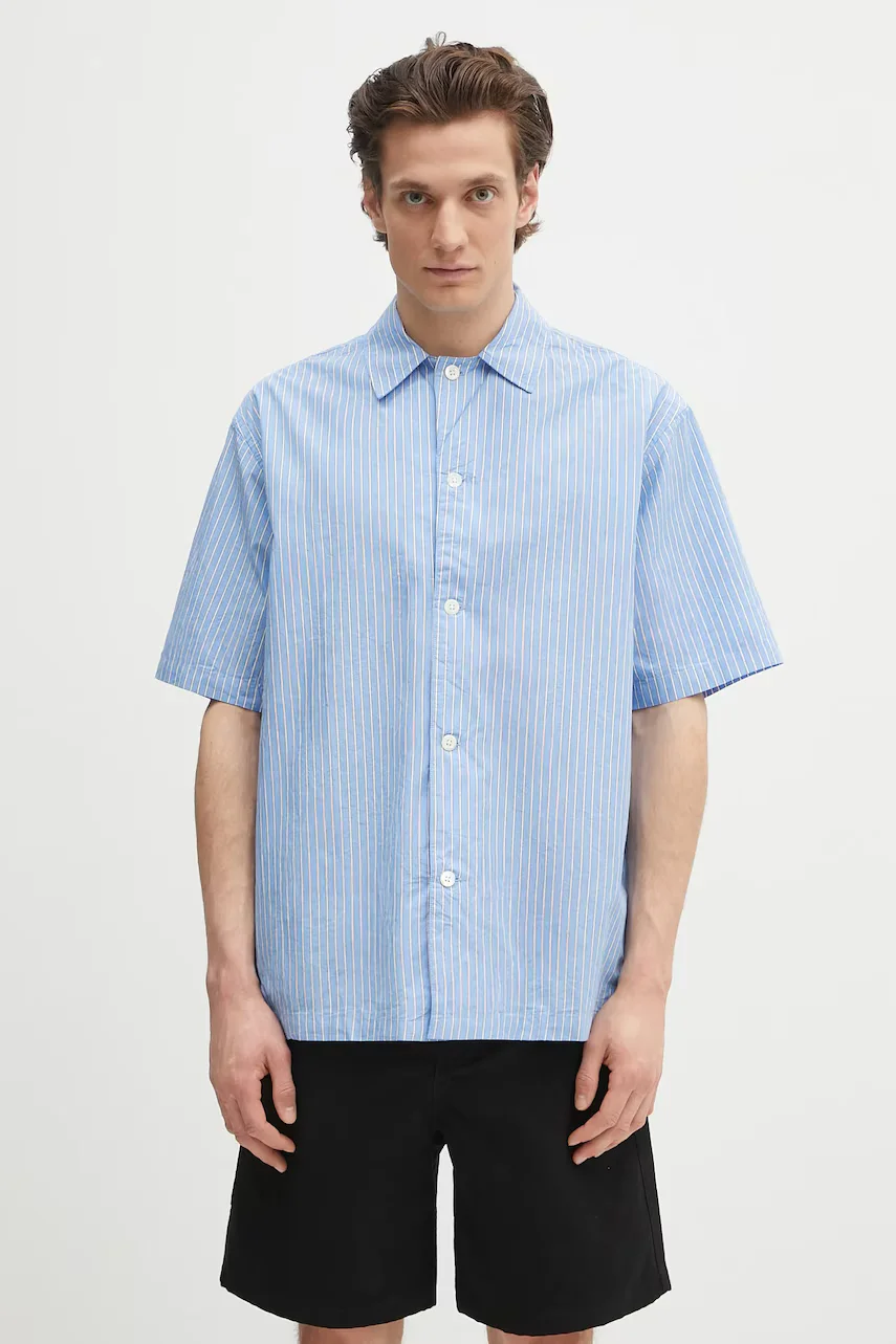 NORSE PROJECTS cămașă din bumbac Mads Poplin Stripe SS