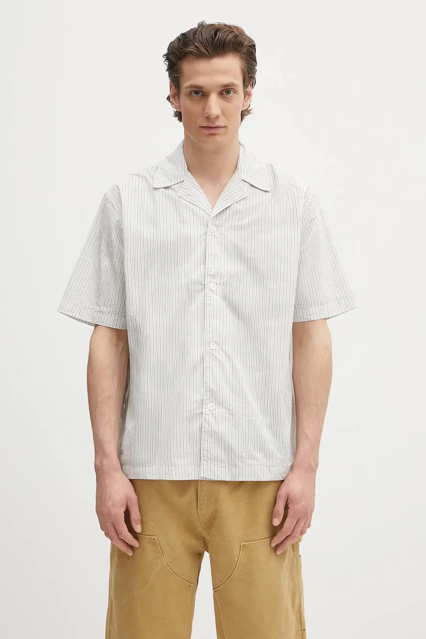 NORSE PROJECTS cămașă din bumbac Mads Poplin Stripe SS