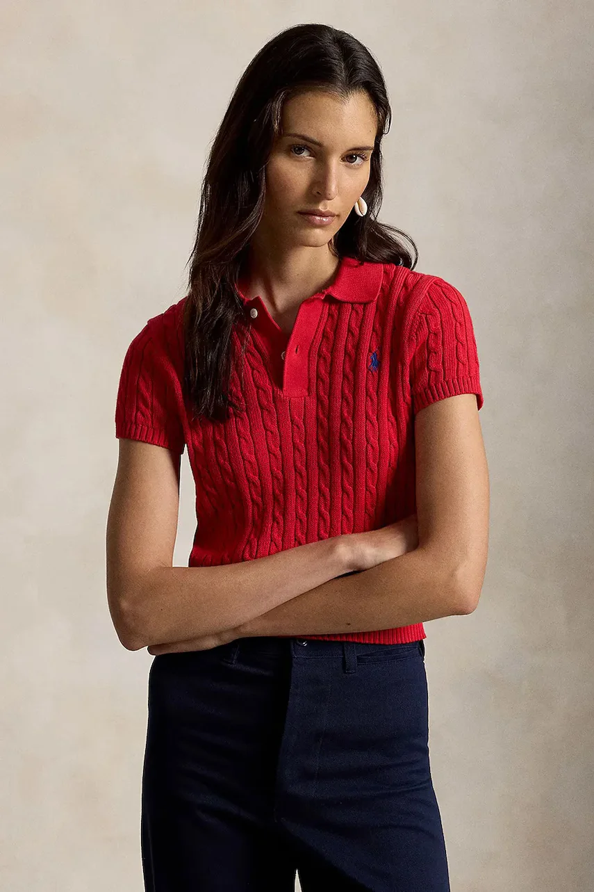 Polo Ralph Lauren pulover cu mânecă scurtă pentru femei din bumbac