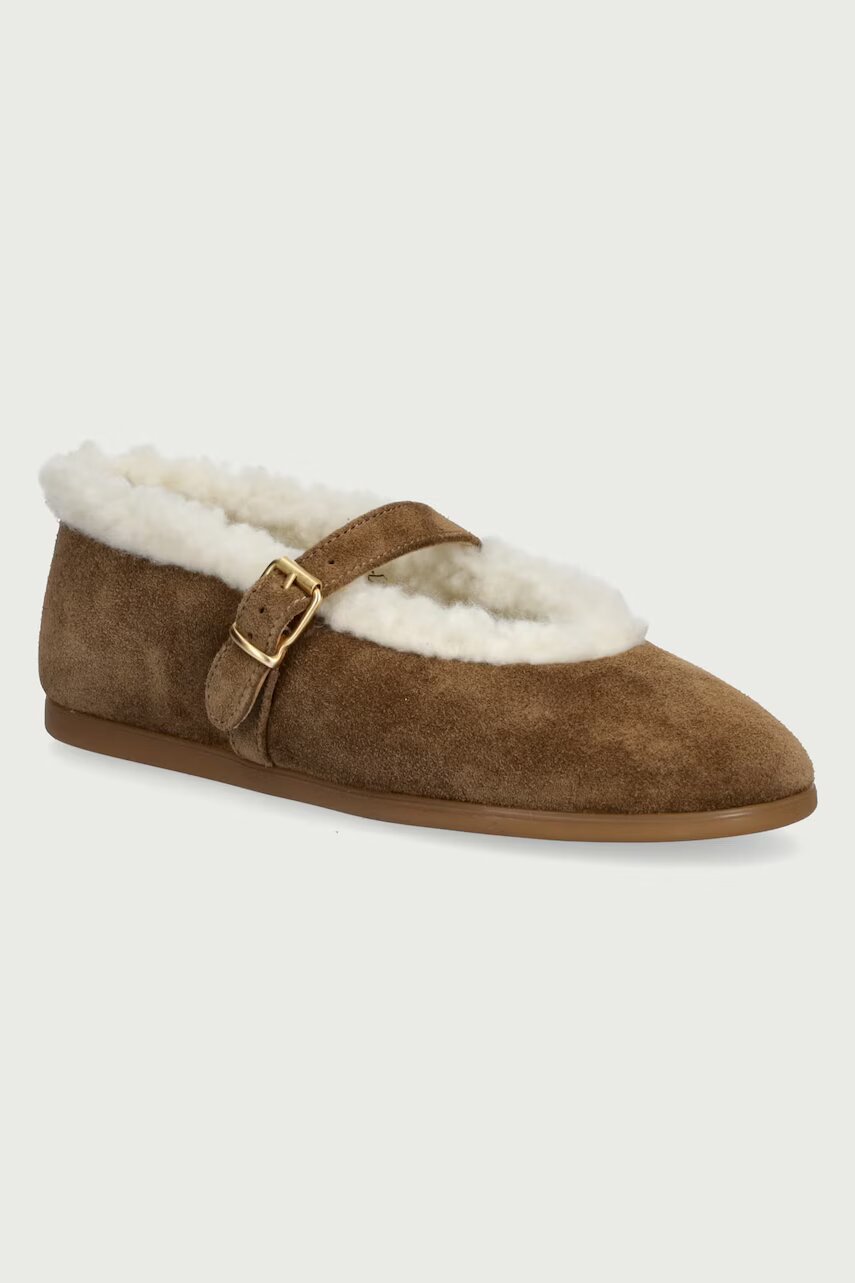Posa balerini din piele întoarsă St. Moritz Ballet Flats