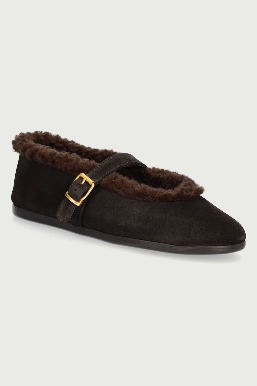 Posa balerini din piele întoarsă St. Moritz Ballet Flats
