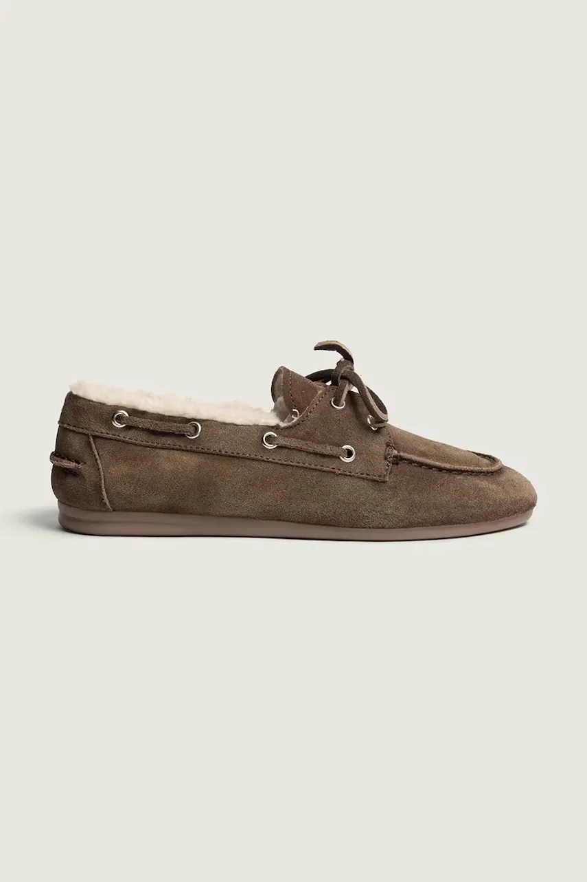 Posa loafers slip-on pentru femei din piele întoarsă Boat Loafer