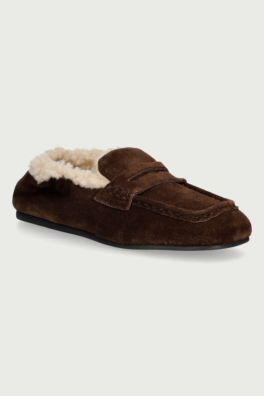 Posa mocasini pentru femei din piele întoarsă Penny Loafer