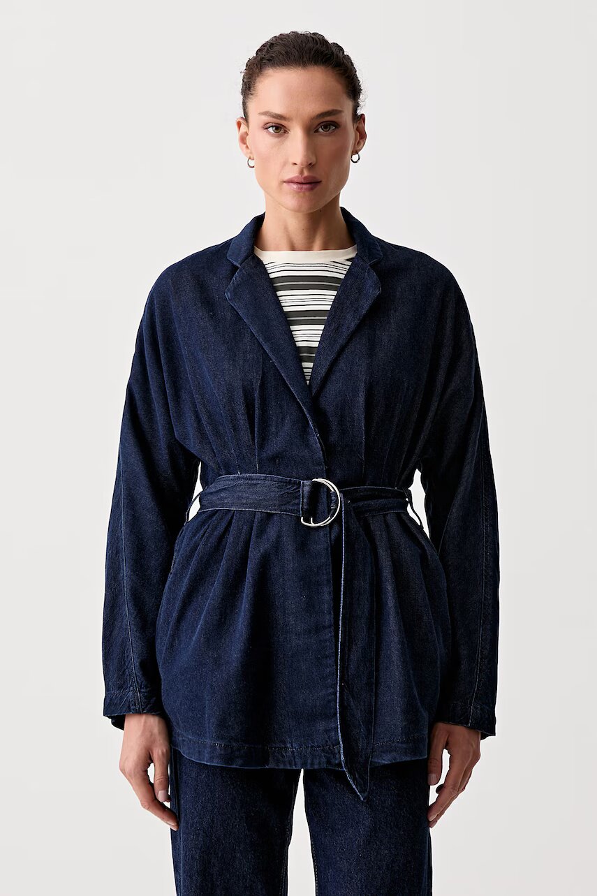 rag & bone sacou cu un singur rând de nasturi pentru femei din denim Mandi