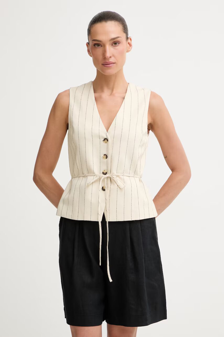 rag & bone Vestă cu un singur rând de nasturi pentru femei cu amestec de in Paulette