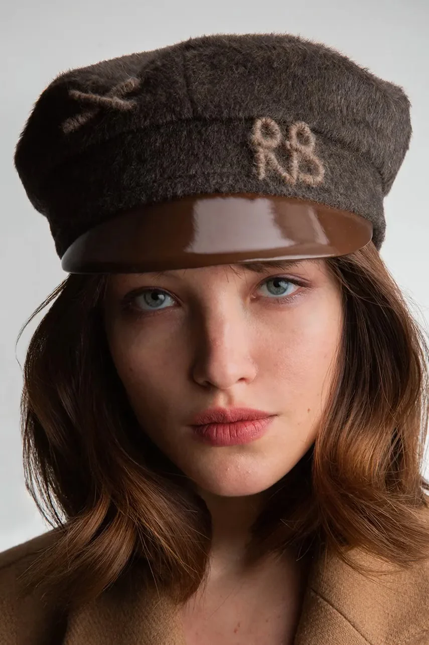 RUSLAN BAGINSKIY beretă cu cozoroc de damă din bumbac Monogram-embellished Baker Boy Cap