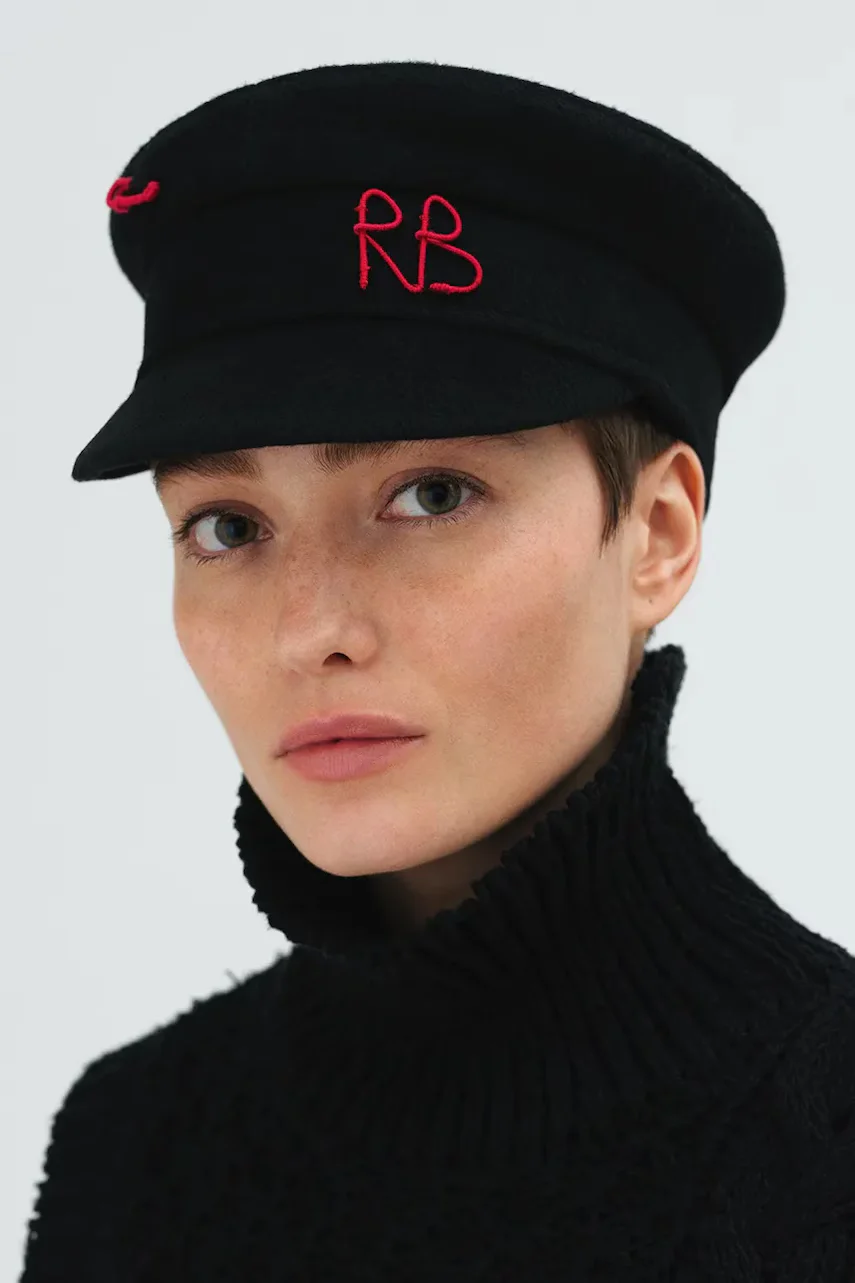 RUSLAN BAGINSKIY beretă cu cozoroc pentru femei din lână Safety-pin Baker Boy Cap