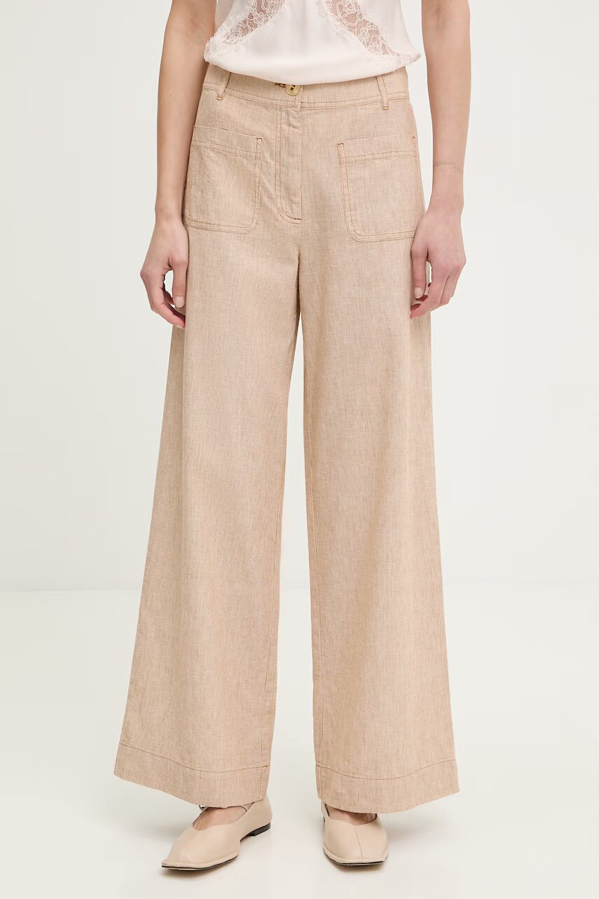 sessun pantaloni wide leg pentru femei din bumbac