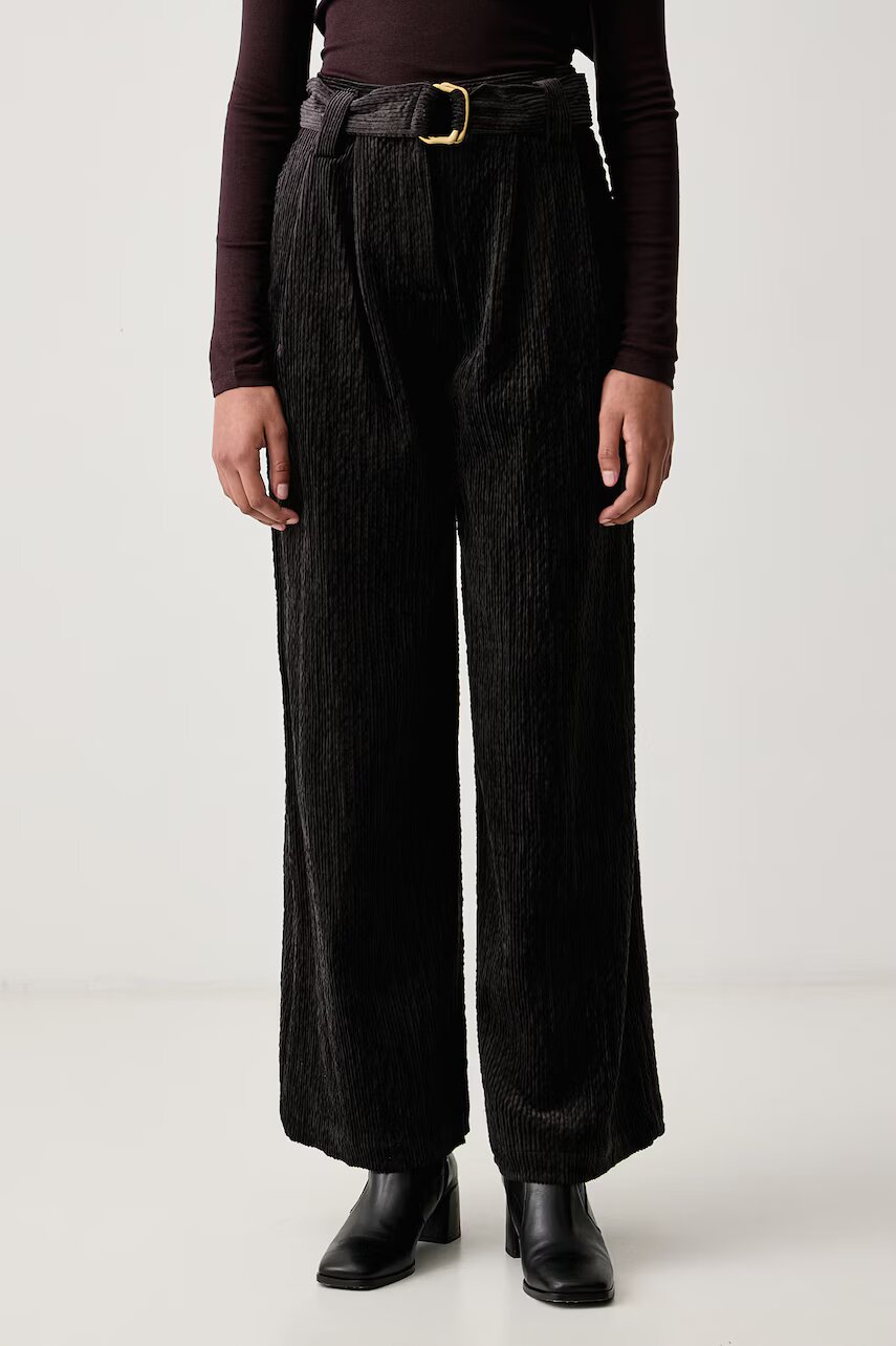 sessun pantaloni wide leg pentru femei din catifea reiată RIVEL