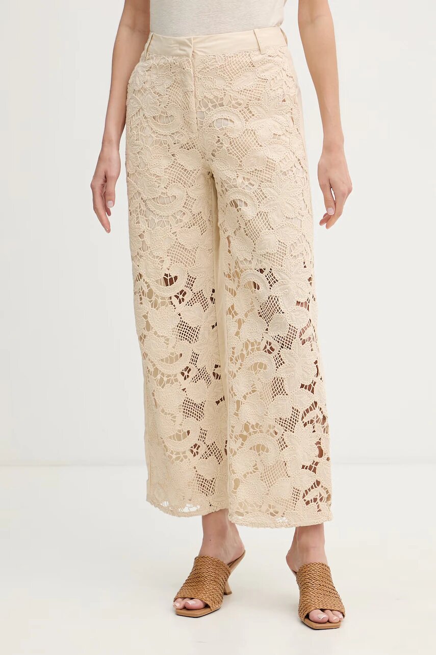 Sisley pantaloni straight pentru femei din bumbac