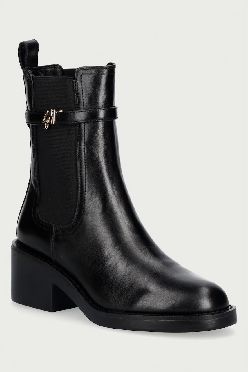 Steve Madden botine cu toc jos pentru femei din piele Charity-SM