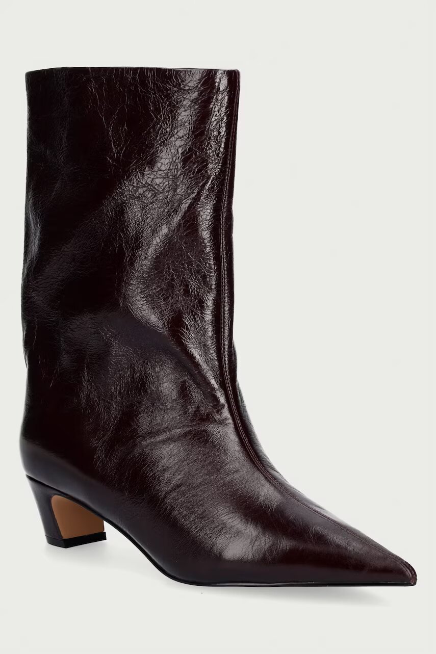 Steve Madden botine cu toc jos pentru femei din piele Lytton