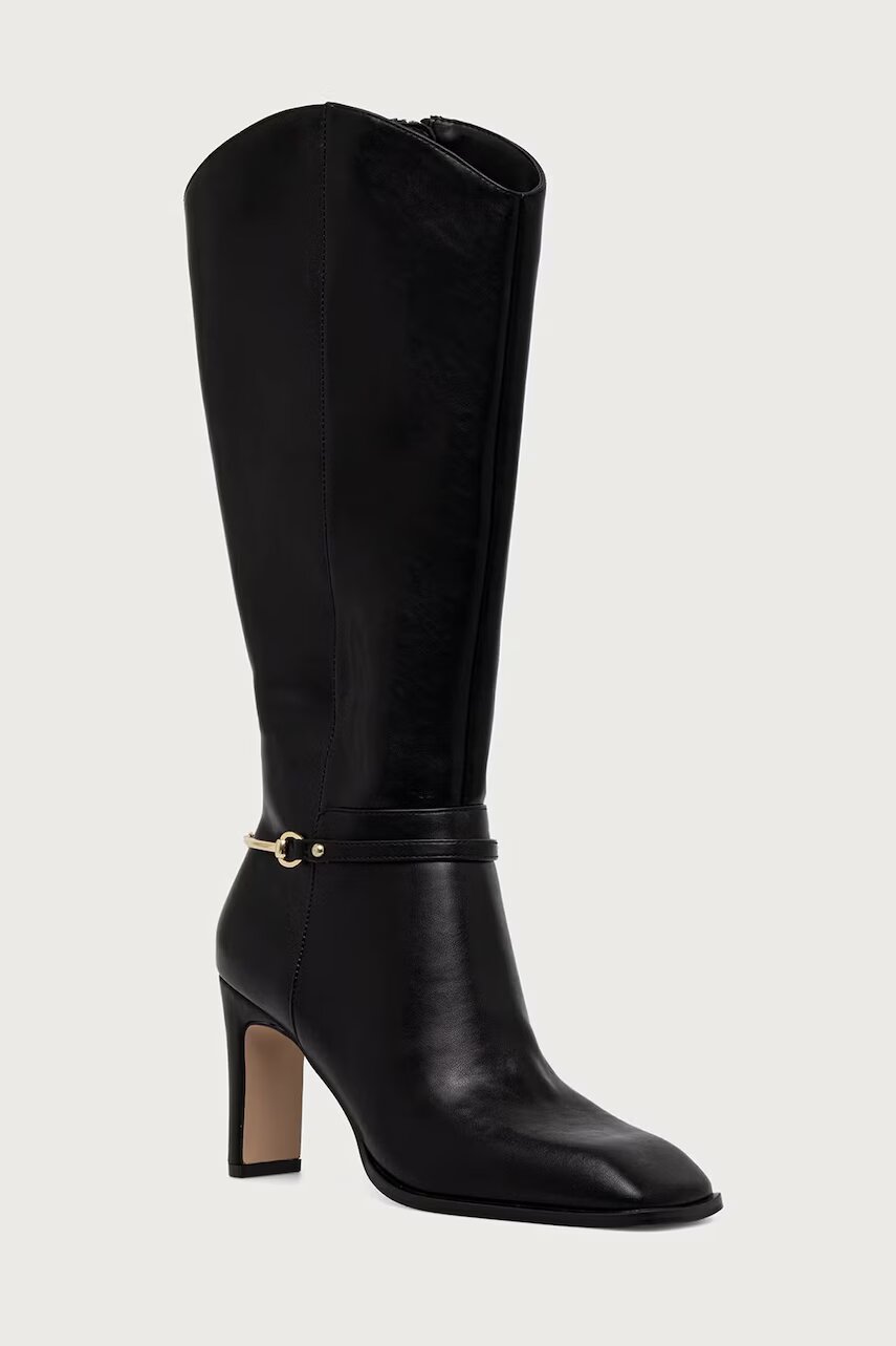 Steve Madden cizme cu toc pentru femei din piele Shield