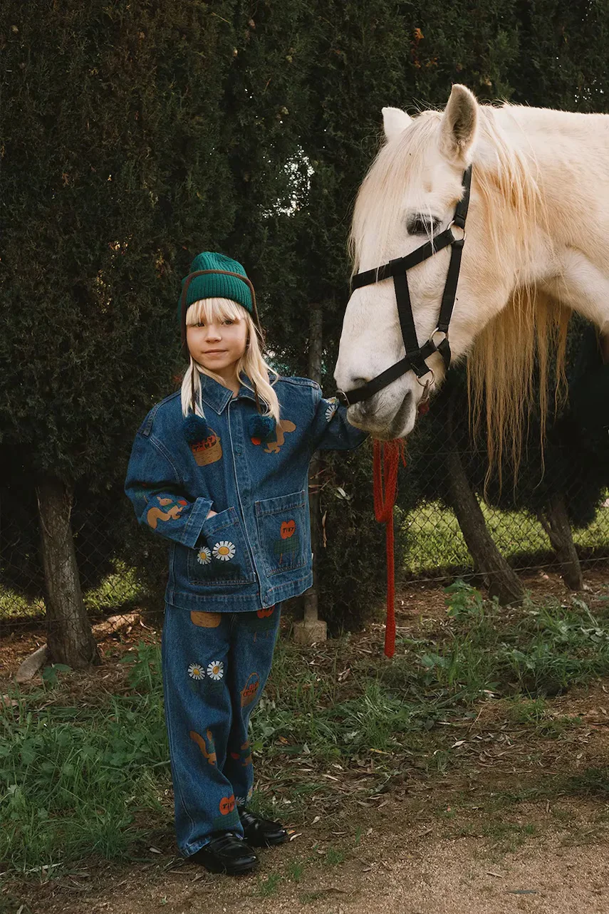 Tinycottons blugi straight pentru copii TINY APPLES DENIM PANT