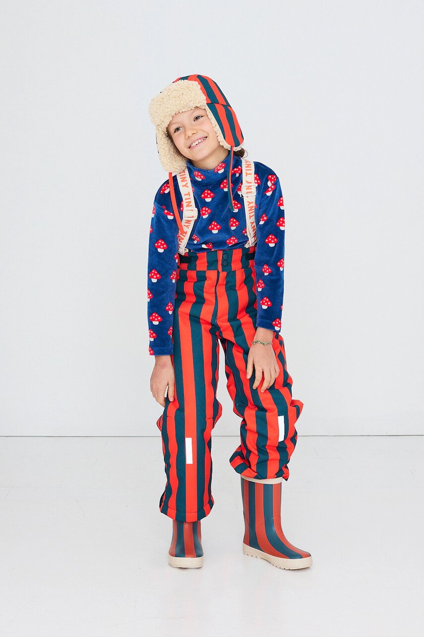 Tinycottons pantaloni de schi pentru copii RED STRIPES SNOW PANT
