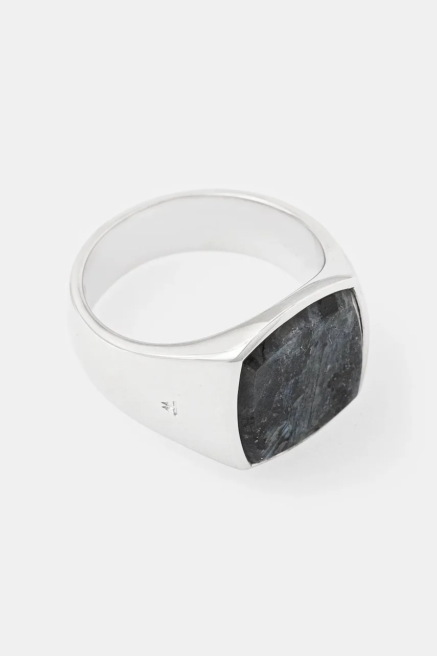 Tom Wood inel de argint Cushion Larvikite (M)