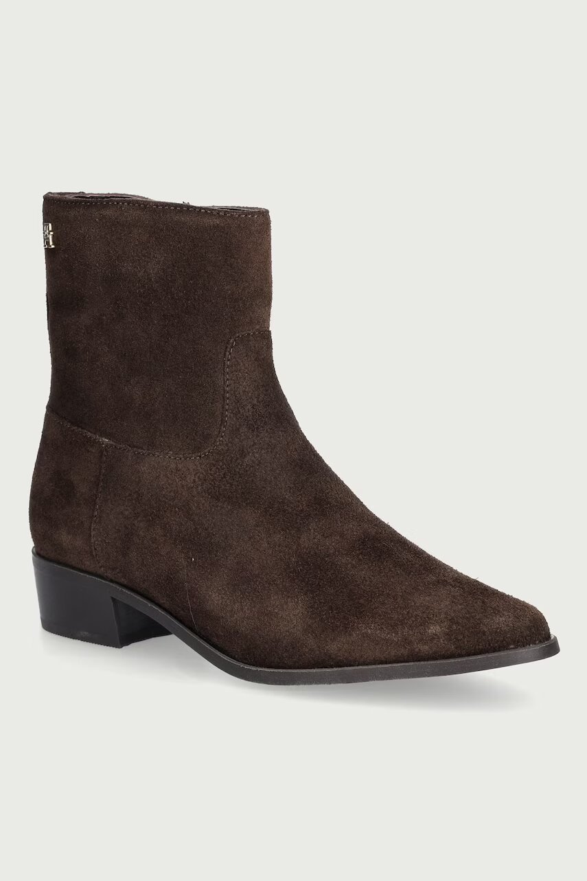 Tommy Hilfiger botine pentru femei din piele întoarsă SUEDE ANKLE BOOT W ZIP