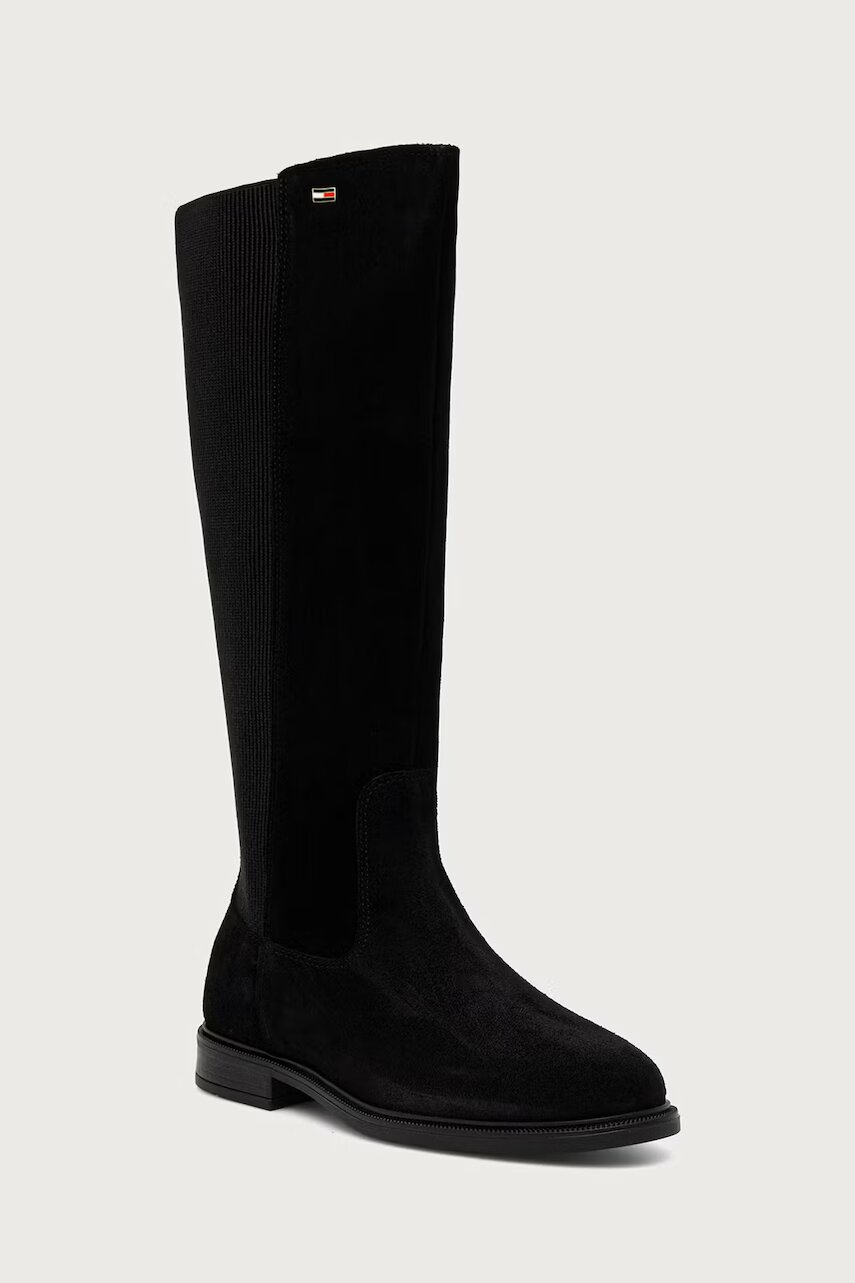 Tommy Hilfiger cizme pentru femei din piele întoarsă ENAMEL FLAG SUEDE HIGH CHELSEA
