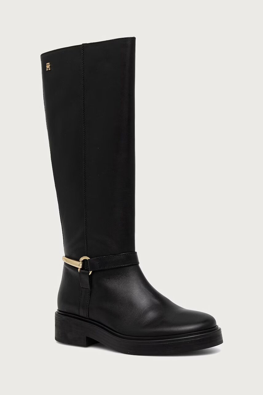 Tommy Hilfiger cizme pentru femei din piele TH STUD LEATHER KNEE