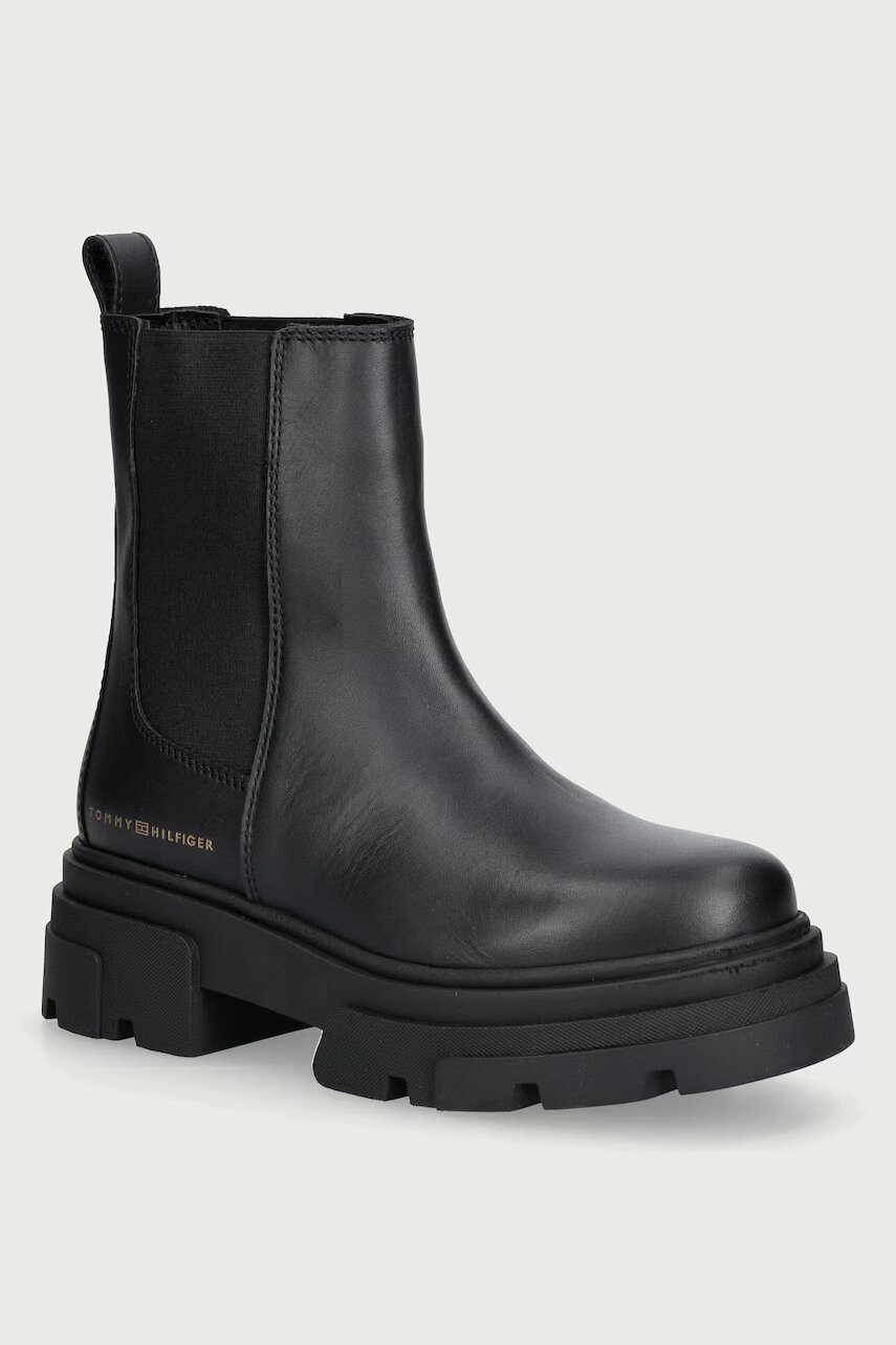 Tommy Hilfiger ghete scurte cu platformă pentru femei din piele LEATHER CHUNKY CHELSEA BOOT