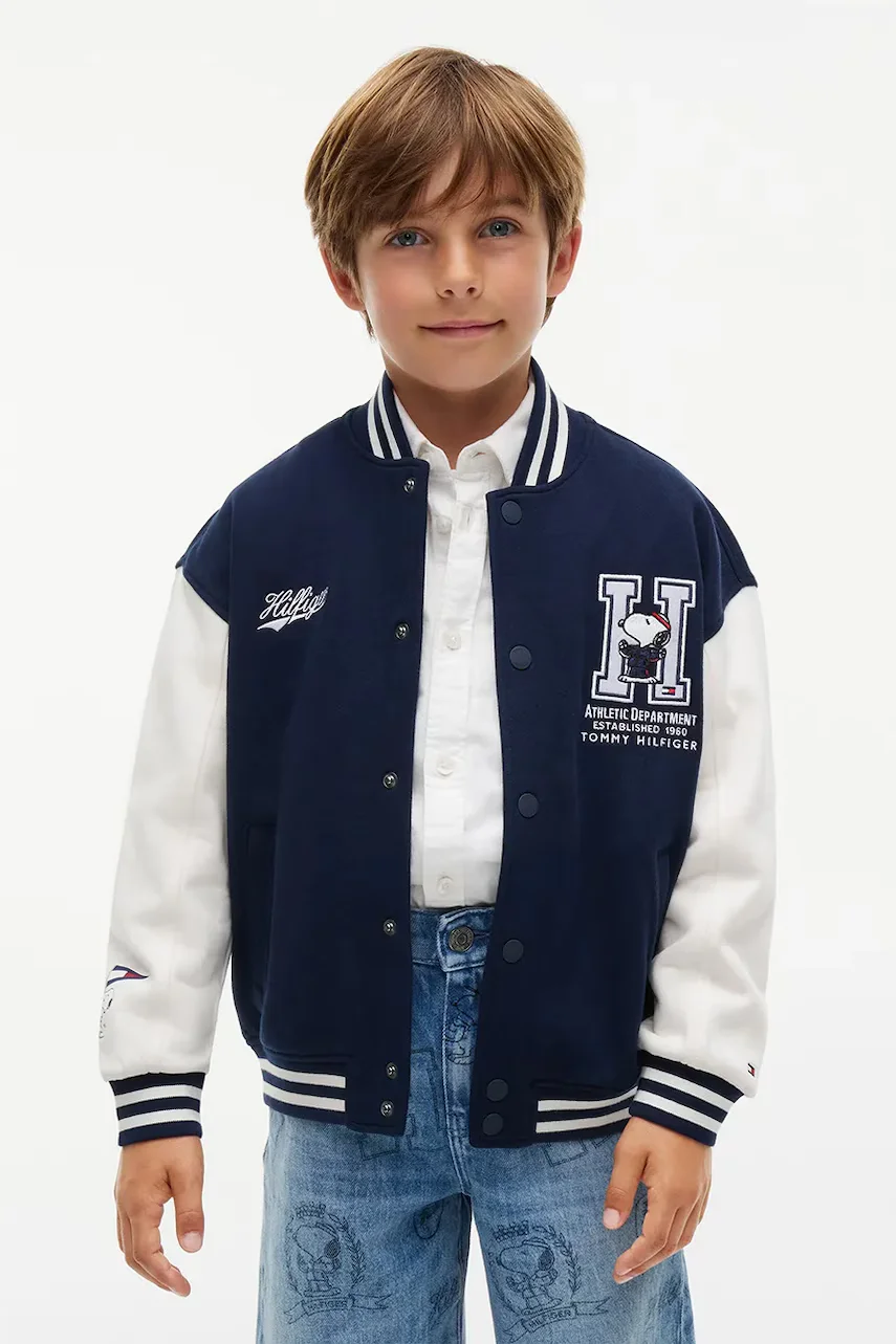 Tommy Hilfiger hanorac cu fermoar pentru copii din bumbac x Peanuts