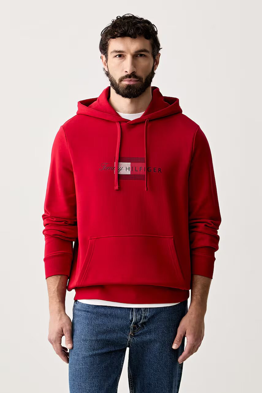 Tommy Hilfiger hanorac cu glugă pentru bărbați din bumbac