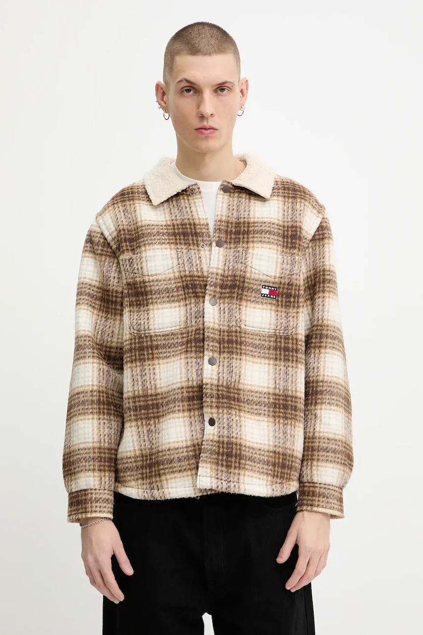 Tommy Jeans geacă cu aspect de cămașă