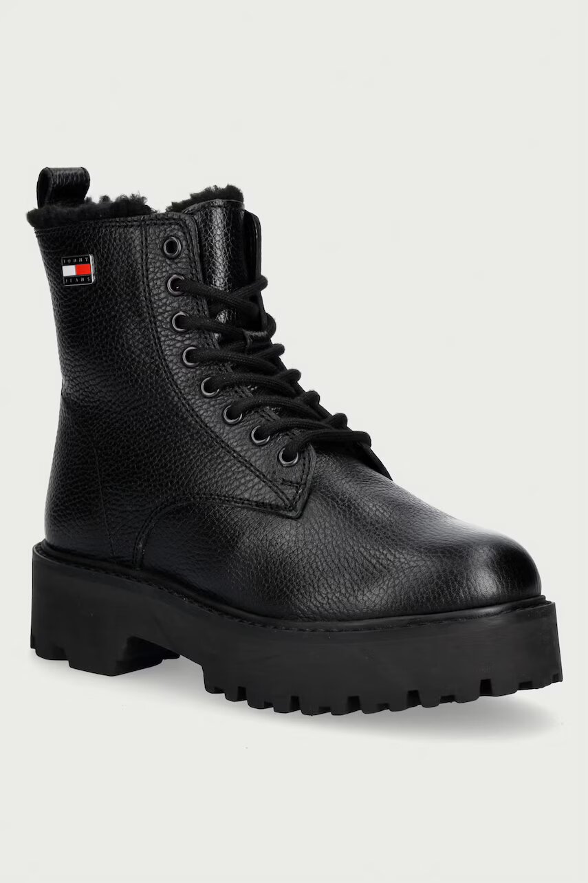 Tommy Jeans ghete de drumeție pentru femei din piele TJW PLATFORM BOOTS WL
