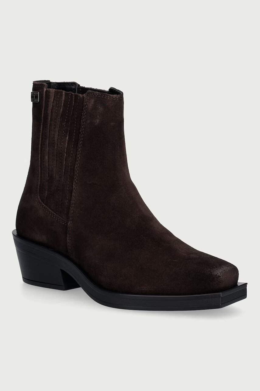 Tommy Jeans ghete scurte pentru femei din piele întoarsă TJW SUEDE COWBOY BOOTS