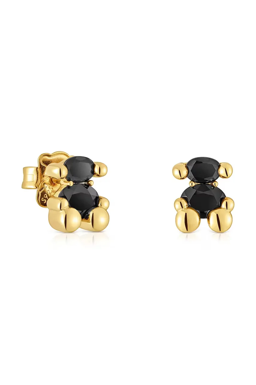 Tous cercei din argint placat cu aur Bold Bear Gem