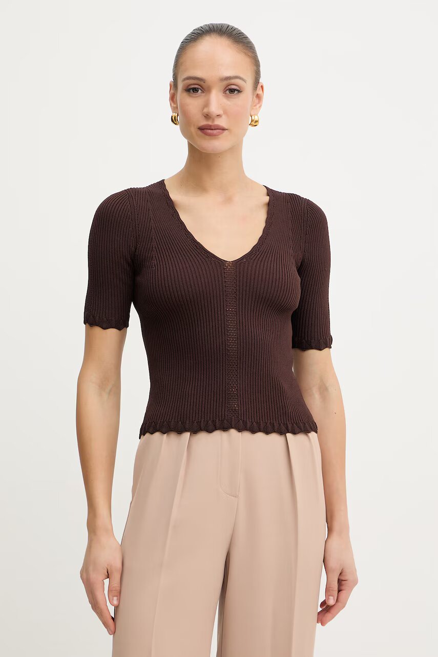 TWINSET bluză cu volane pentru femei cu vâscoză