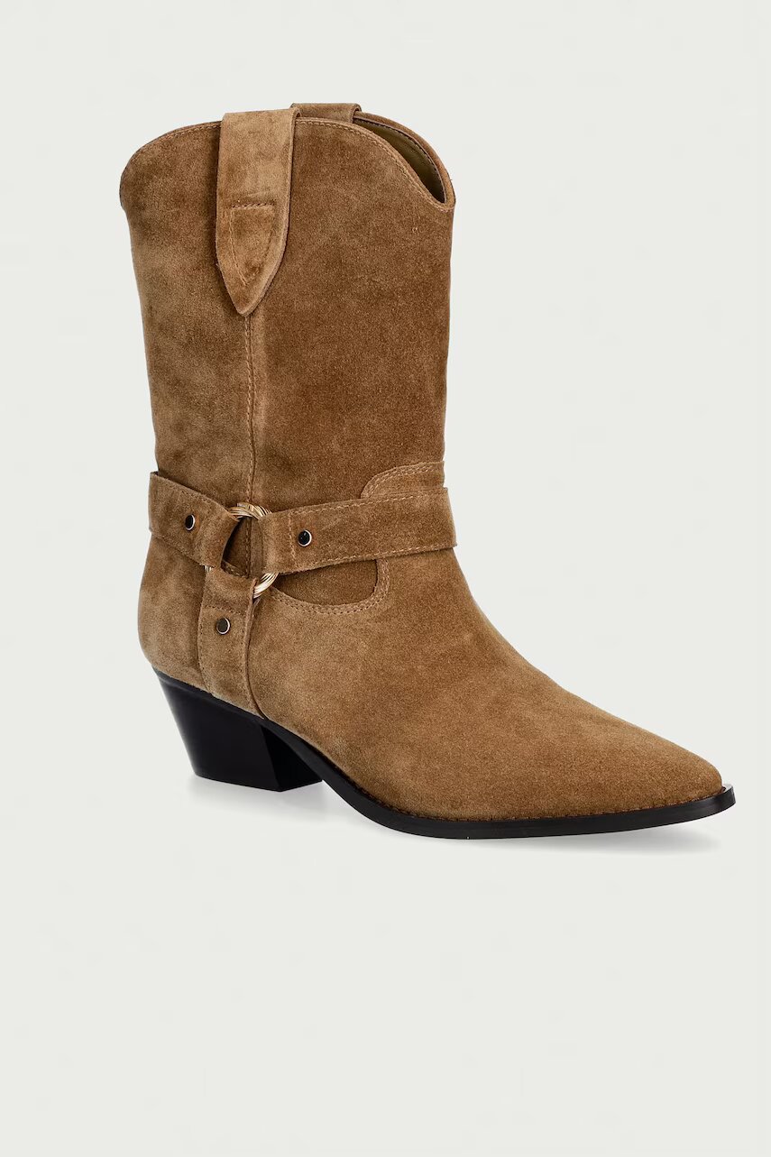 TWINSET cizme cowboy pentru femei din piele întoarsă
