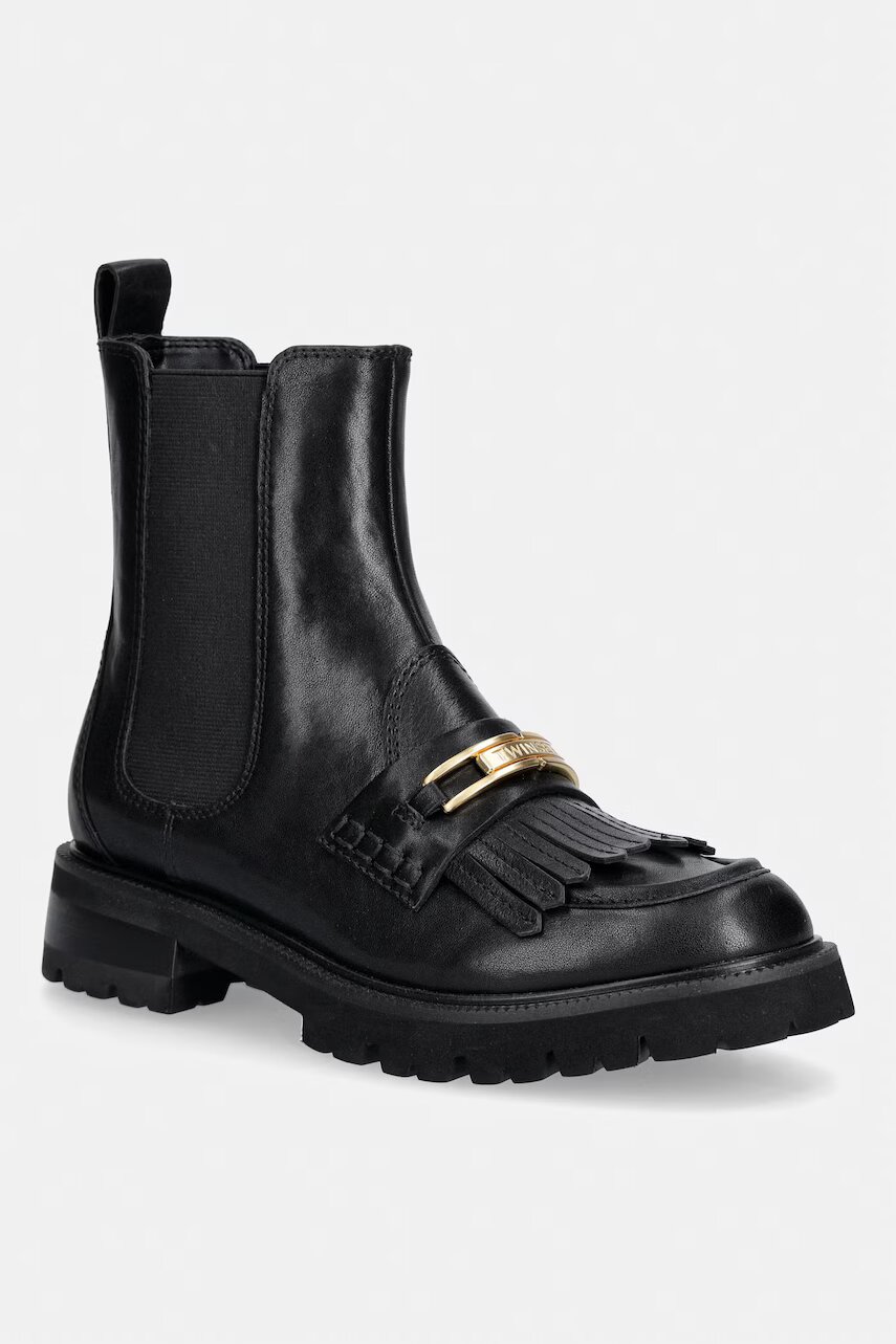 TWINSET ghete scurte cu platformă pentru femei din piele