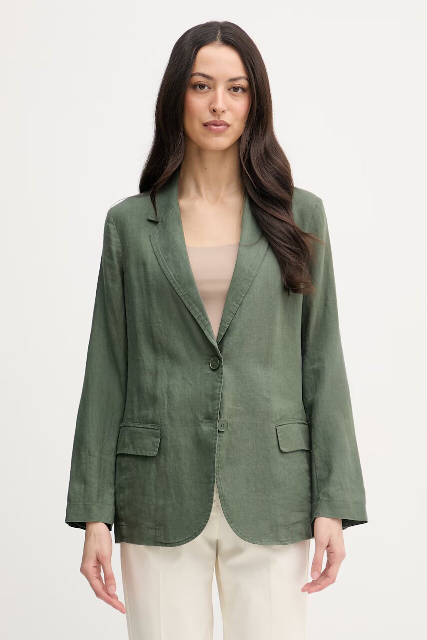 United Colors Of Benetton sacou cu un singur rând de nasturi pentru femei din in