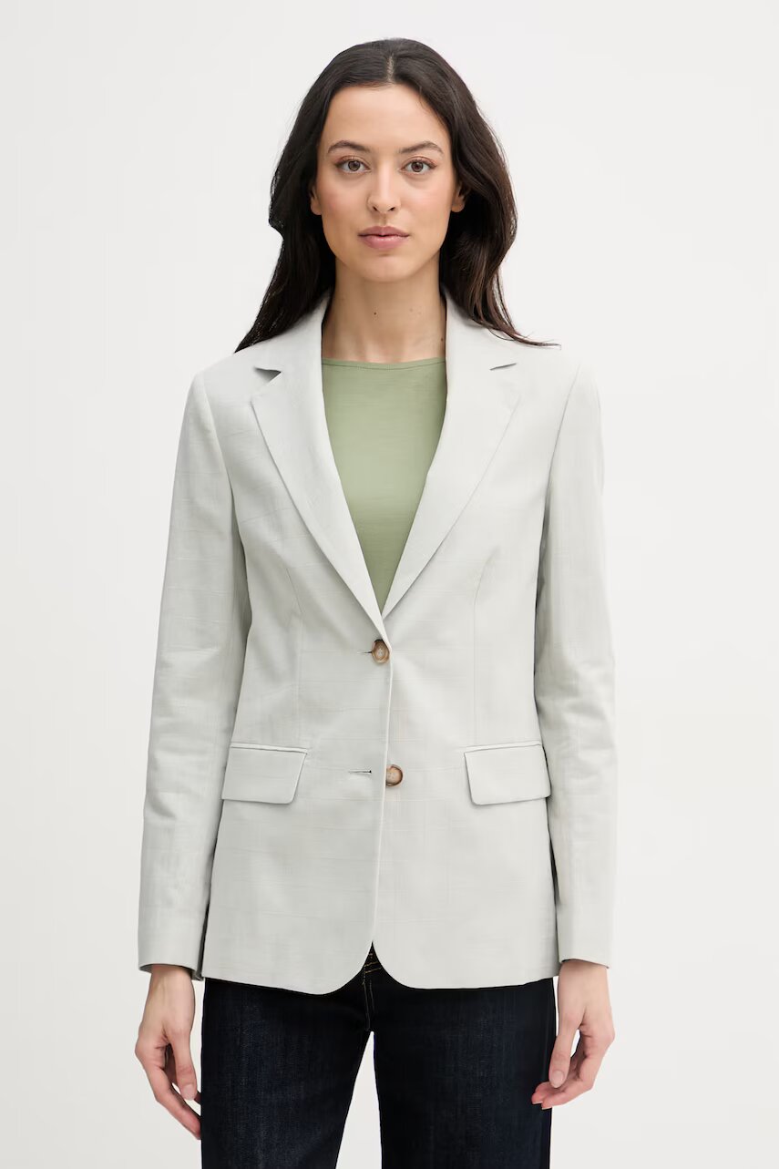 United Colors Of Benetton sacou cu un singur rând de nasturi pentru femei din in