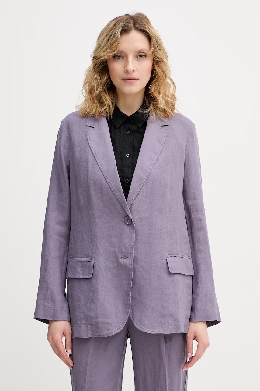 United Colors Of Benetton sacou cu un singur rând de nasturi pentru femei din in
