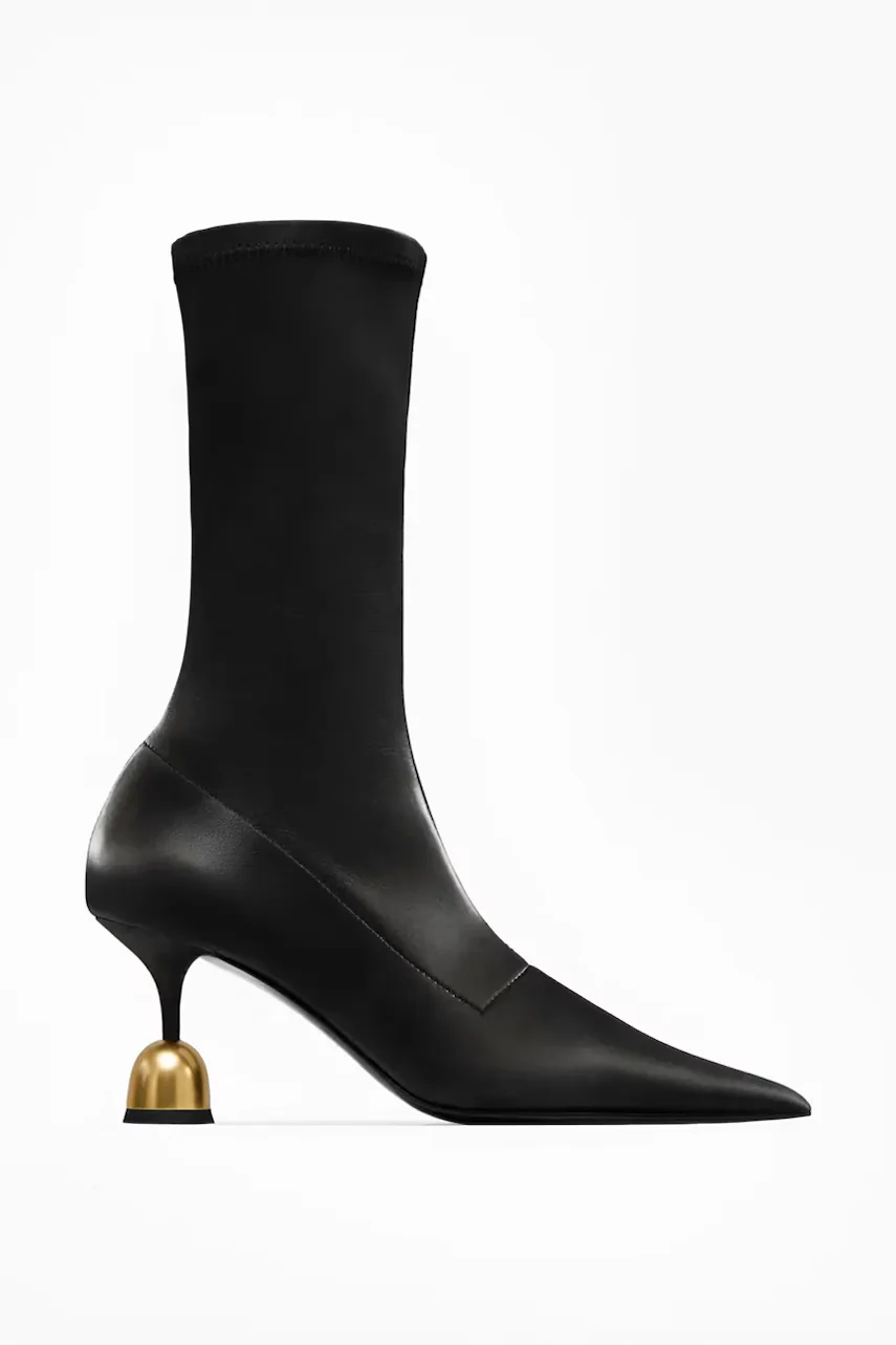 Vanda Novak botine cu toc cui pentru femei Penelope Asphalt Black