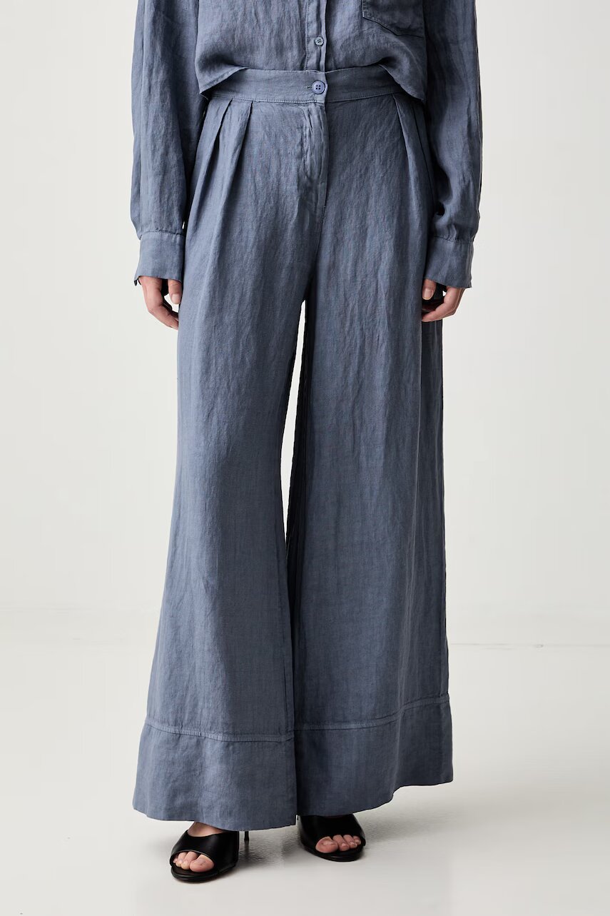 ViCOLO pantaloni palazzo pentru femei din in