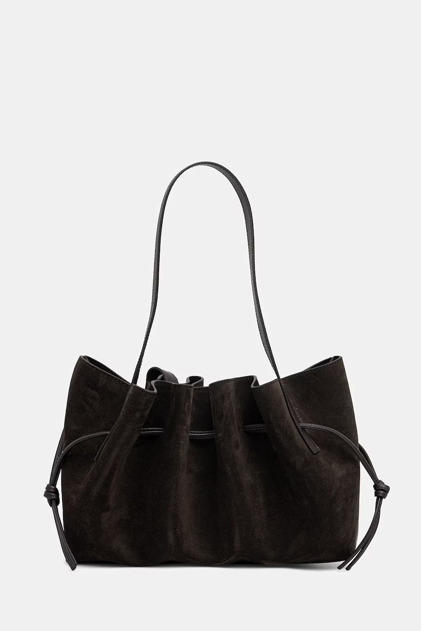 YUZEFI hobo bag pentru femei din piele întoarsă SCALLOP SHOULDER