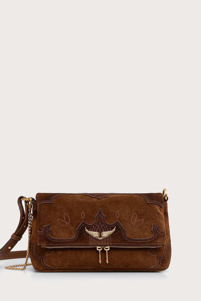 Zadig&Voltaire geantă crossbody pentru femei din piele întoarsă ROCKY
