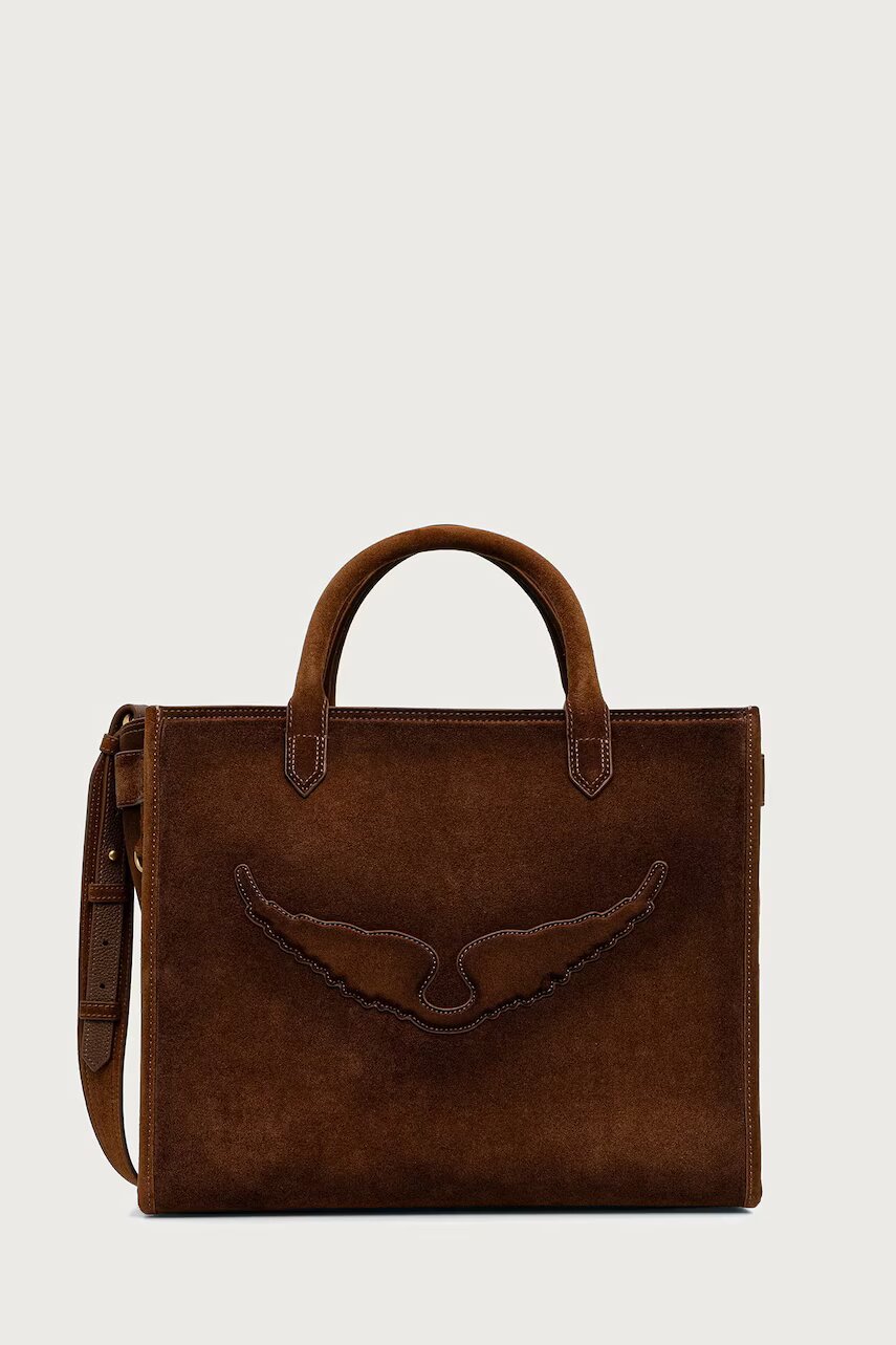 Zadig&Voltaire geantă shopper pentru femei din piele întoarsă ANGEL