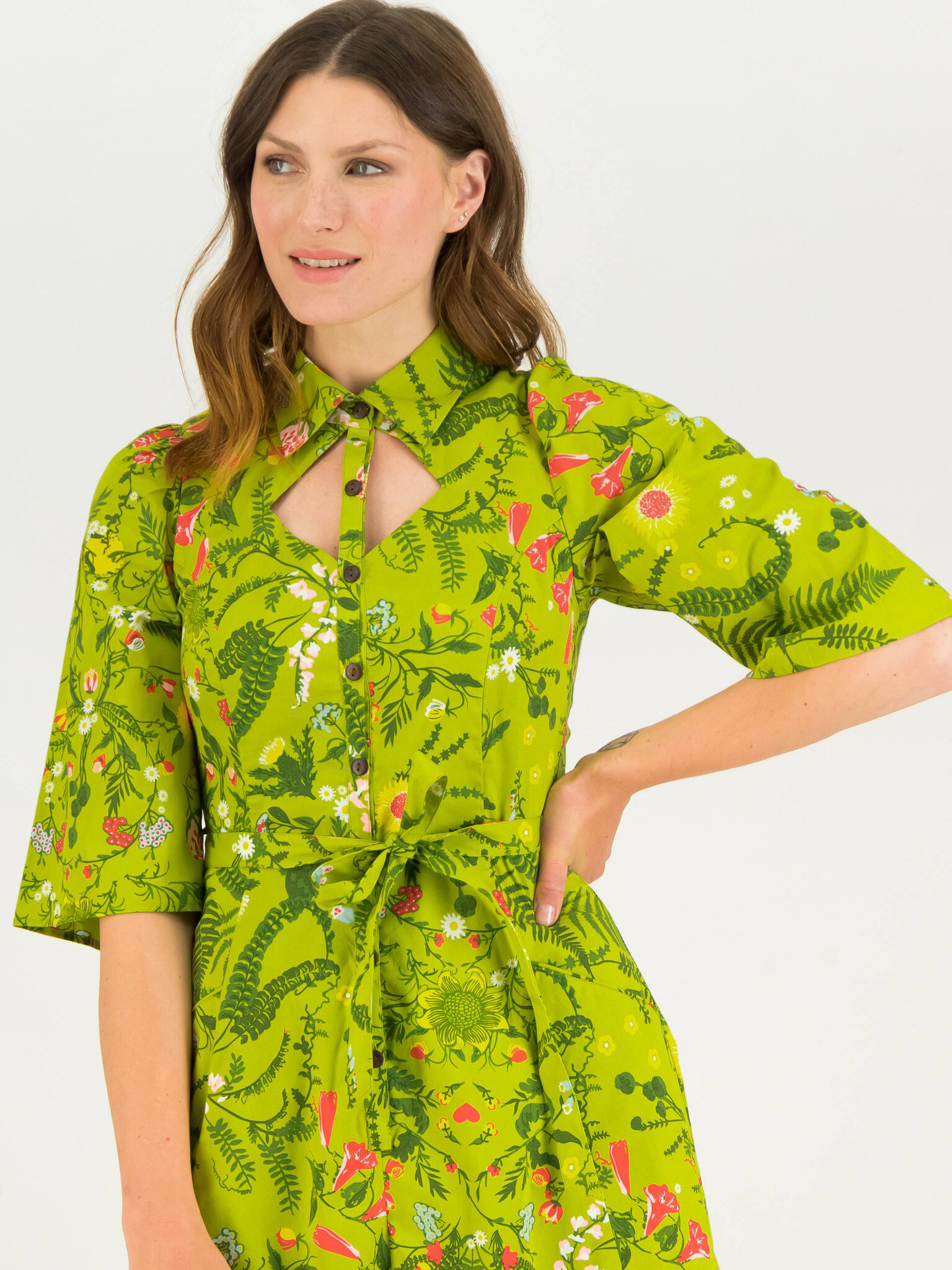 Blutsgeschwister Sneaky Diamond Rochie Verde - Pled.ro