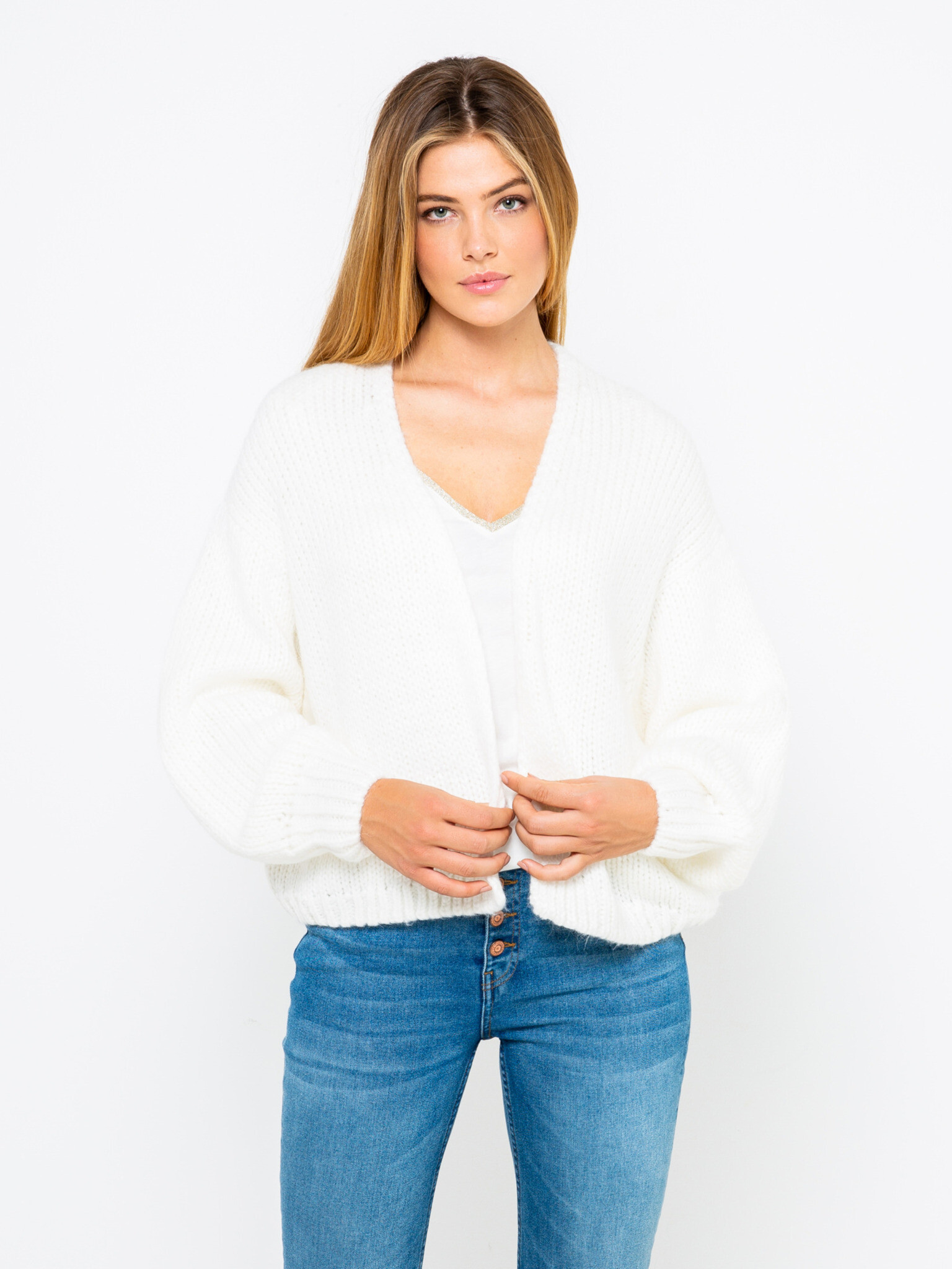 CAMAIEU Cardigan Alb - Pled.ro