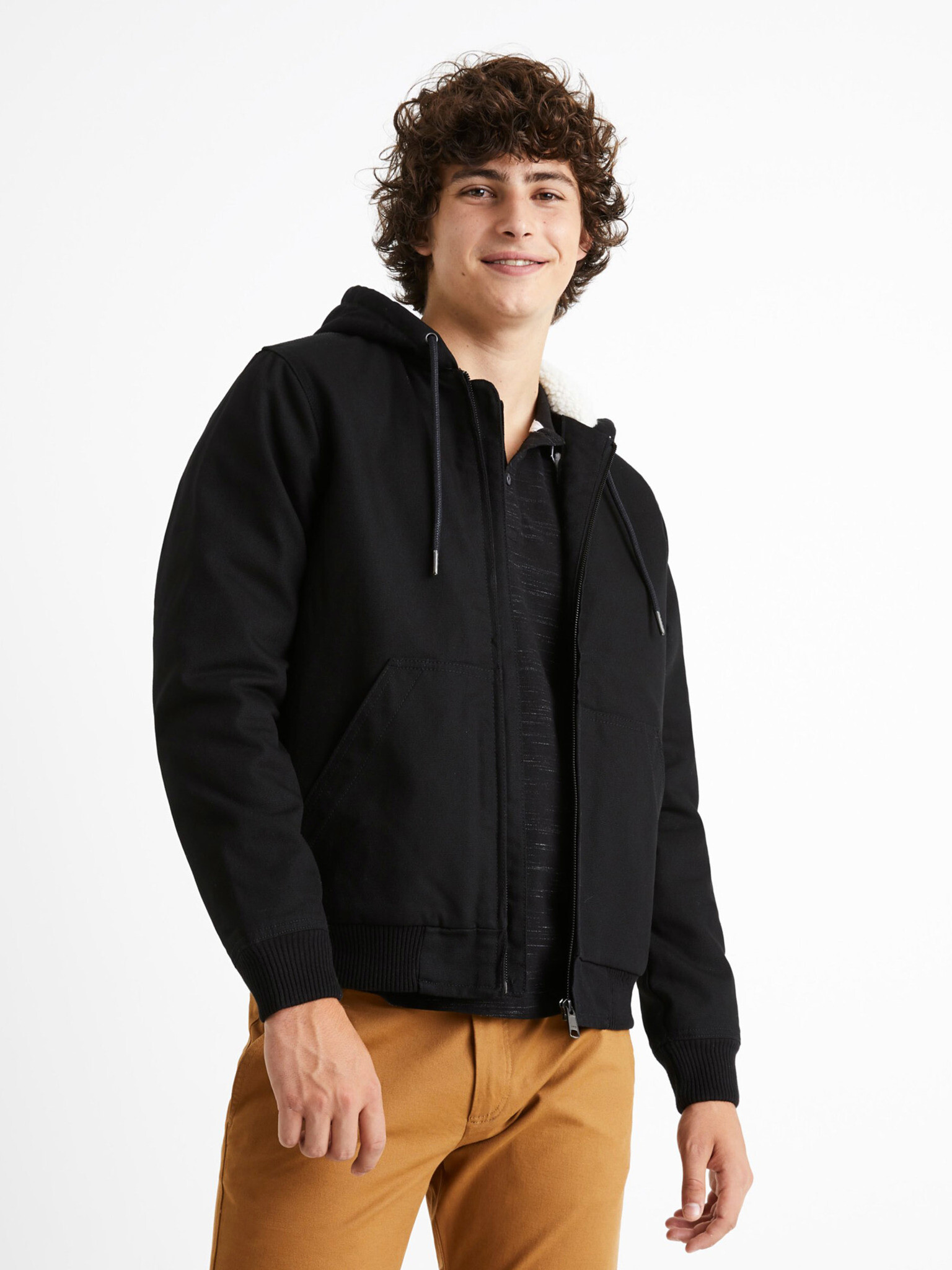 Celio Cuhoodie Jachetă Negru - Pled.ro